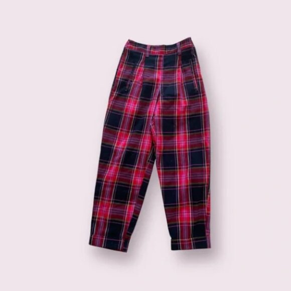 TOPSHOP Red Plaid Pants - Picture 1 of 6